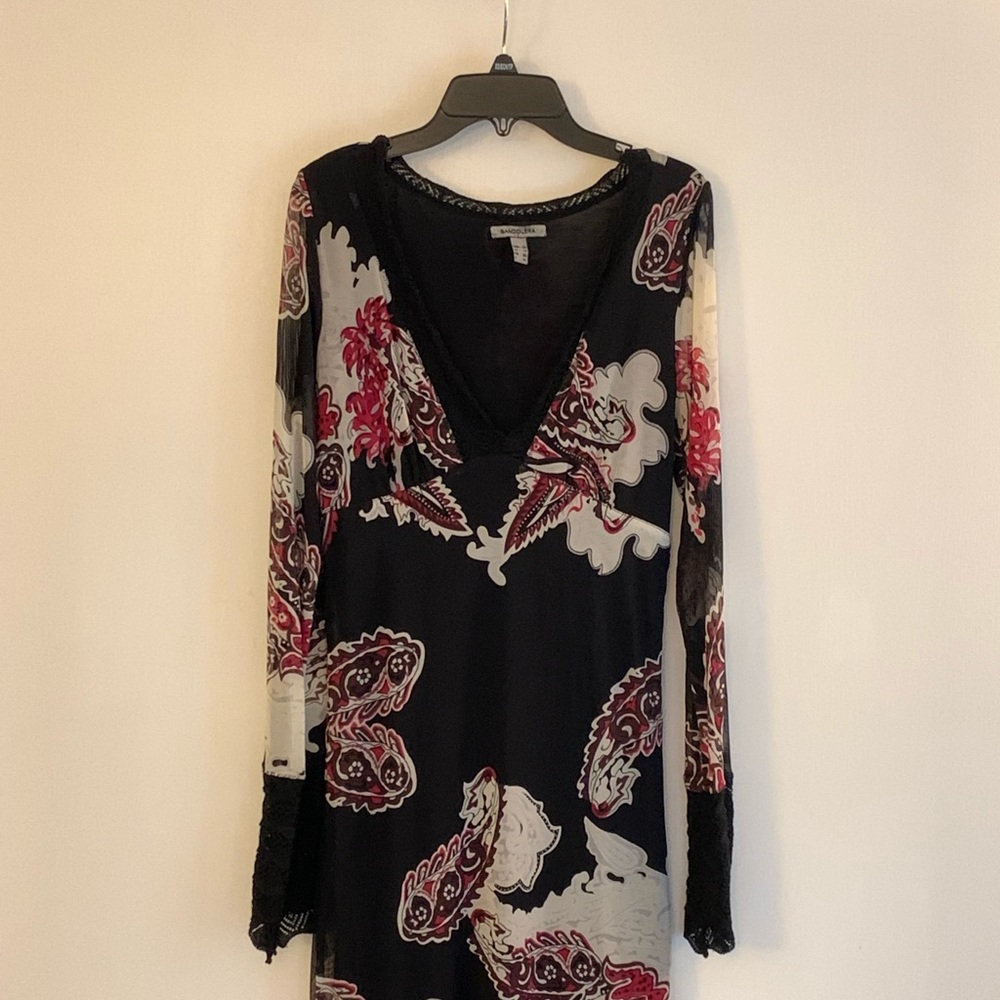 Bandolera Paisley Stretch Bodycon Long-Sleeved Midi Dress-38 (#2)